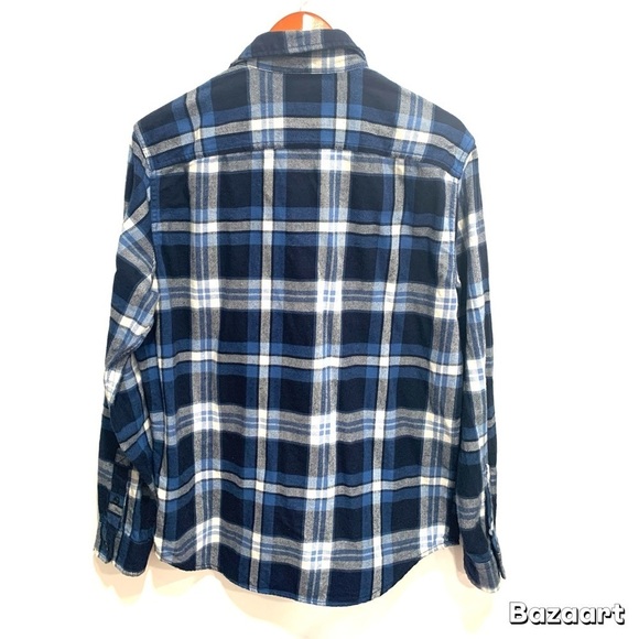 American Eagle Outfitters Men Blue Plaid Fannnel Shirt Sz. M - Picture 5 of 10